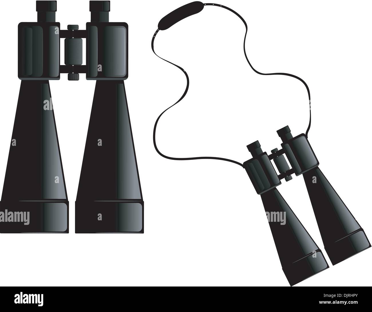 Vector image of binoculars with strap Stock Vector