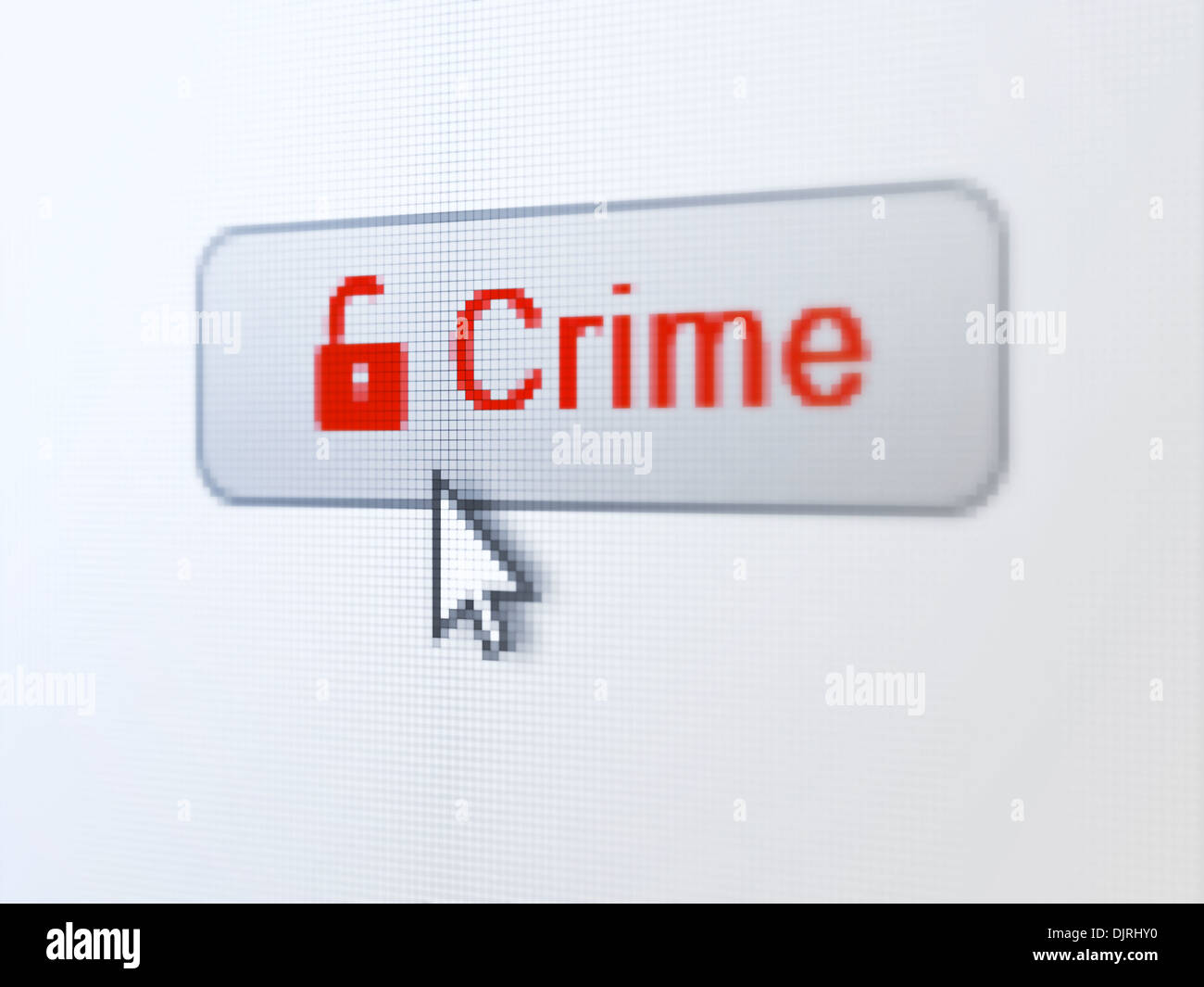 Protection concept: Crime and Opened Padlock on digital button b Stock ...