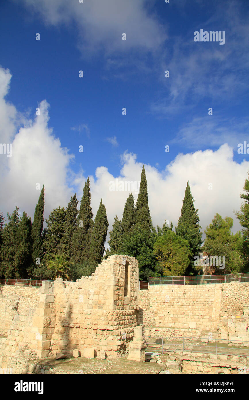 Israel, Jerusalem, Pools of Bethesda by the Church of St. Anne, ruins of the Crusader Chapel Stock Photo