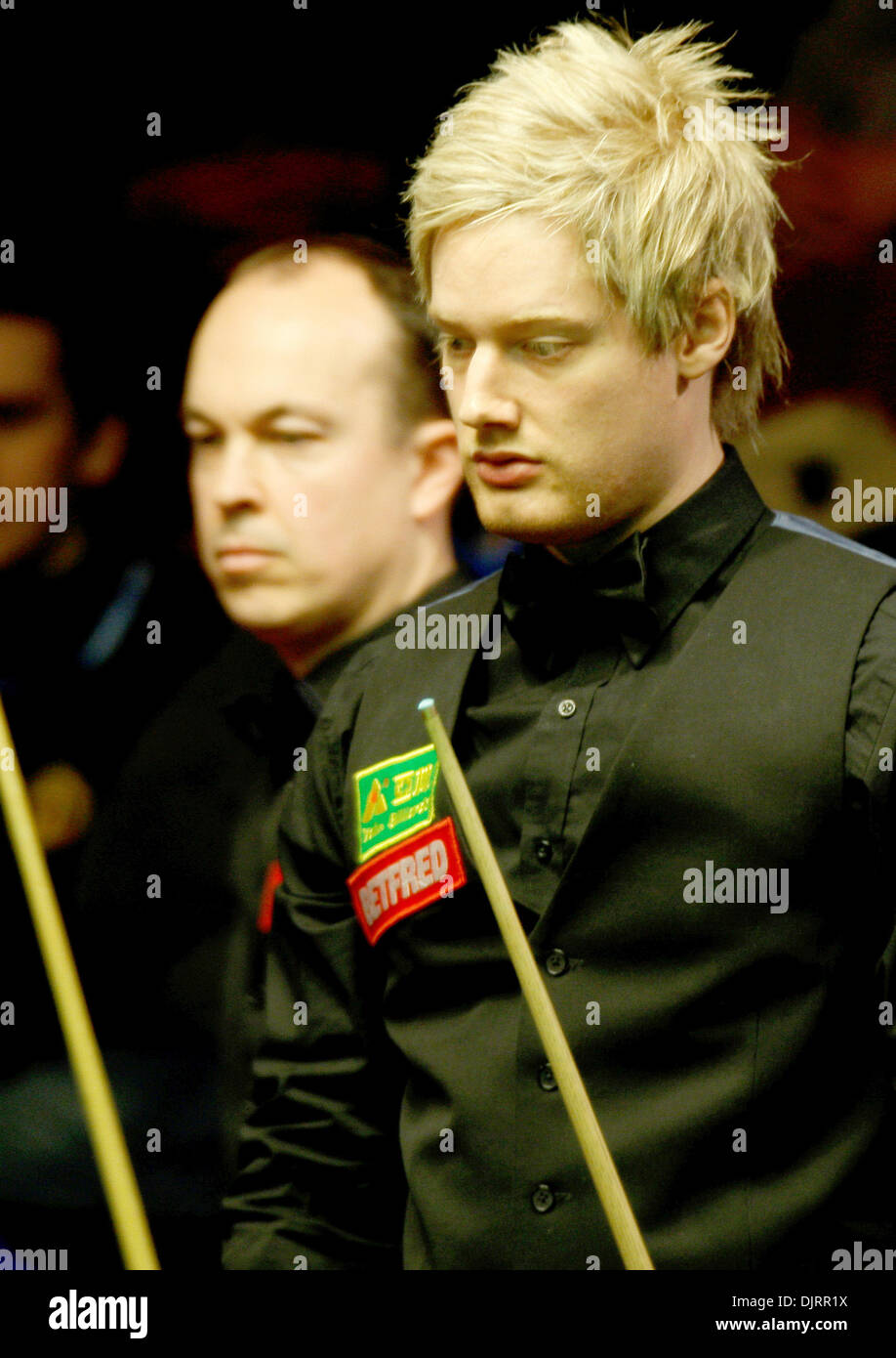 Apr. 20, 2010 - Sheffield, England - SHEFFIELD, ENGLAND - APRIL 20th :  Neil Robertson Australia, in action against  Fergal O'Brien of Ireland, during the 1st Round of the Betfred World Snooker Championships at the Crucible Theater in Sheffield, England. (Credit Image: © Michael Cullen/Southcreek Global/ZUMApress.com) Stock Photo