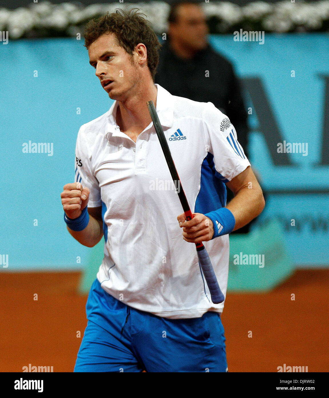 May 13, 2010 - Madrid, Spain - MADRID, SPAIN, 13th MAY 2010: Andy Murphy  (GBR) in action against Victor Hanescu (ROU) during the 3rd Round - Men  Mutua Madrilena Madrid Open tennis