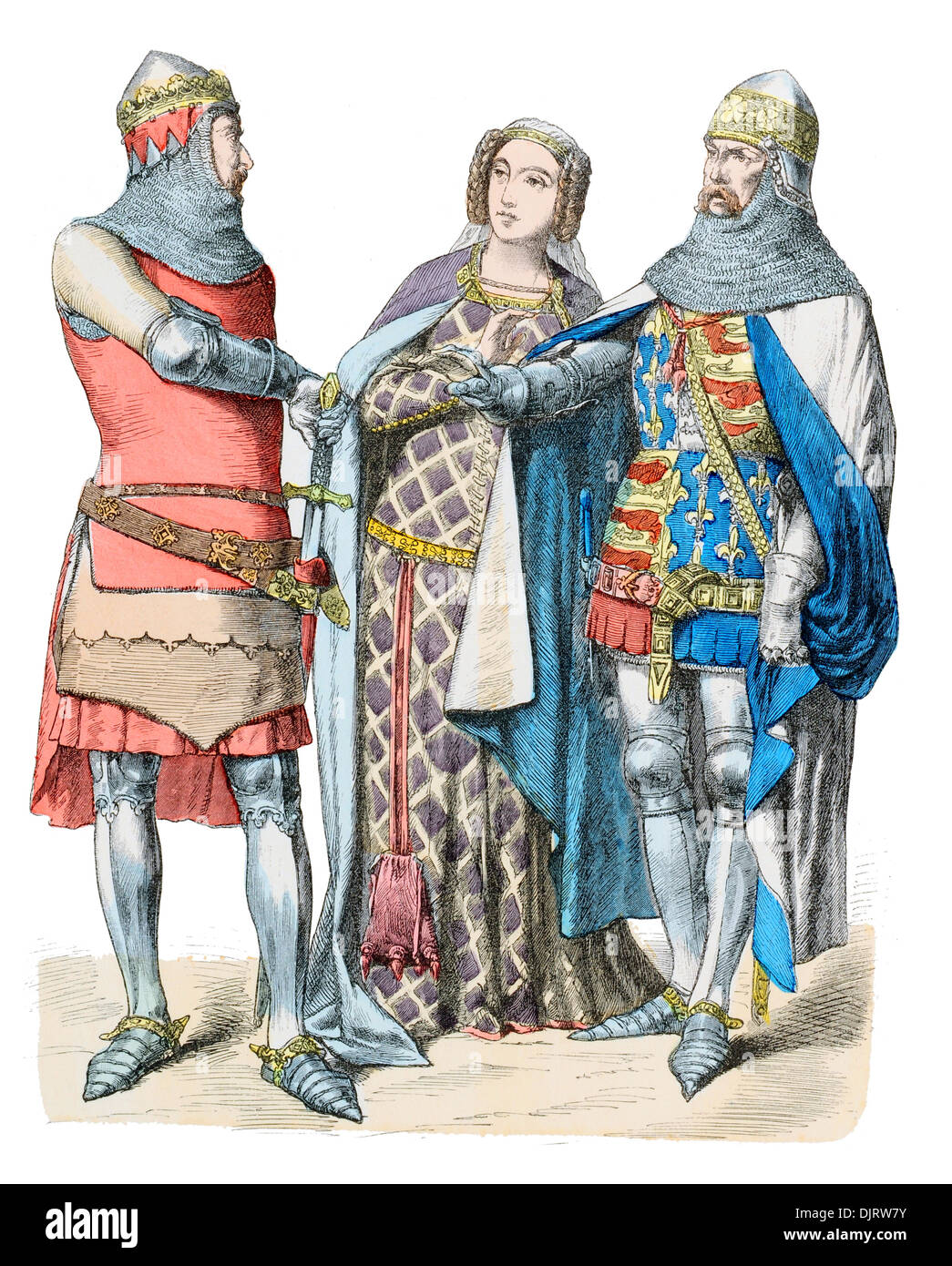 14th Century XIV 1300s English costume Stock Photo