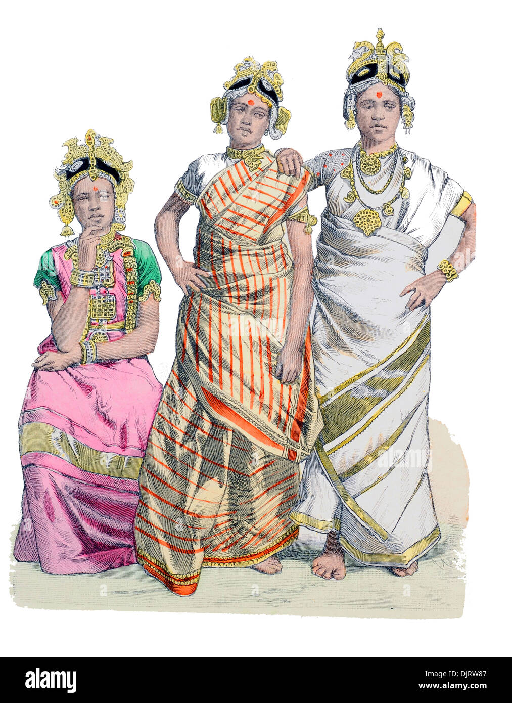 19th century XIX 1800s Jaffna Actresses Ceylon now Sri Lanka Stock Photo