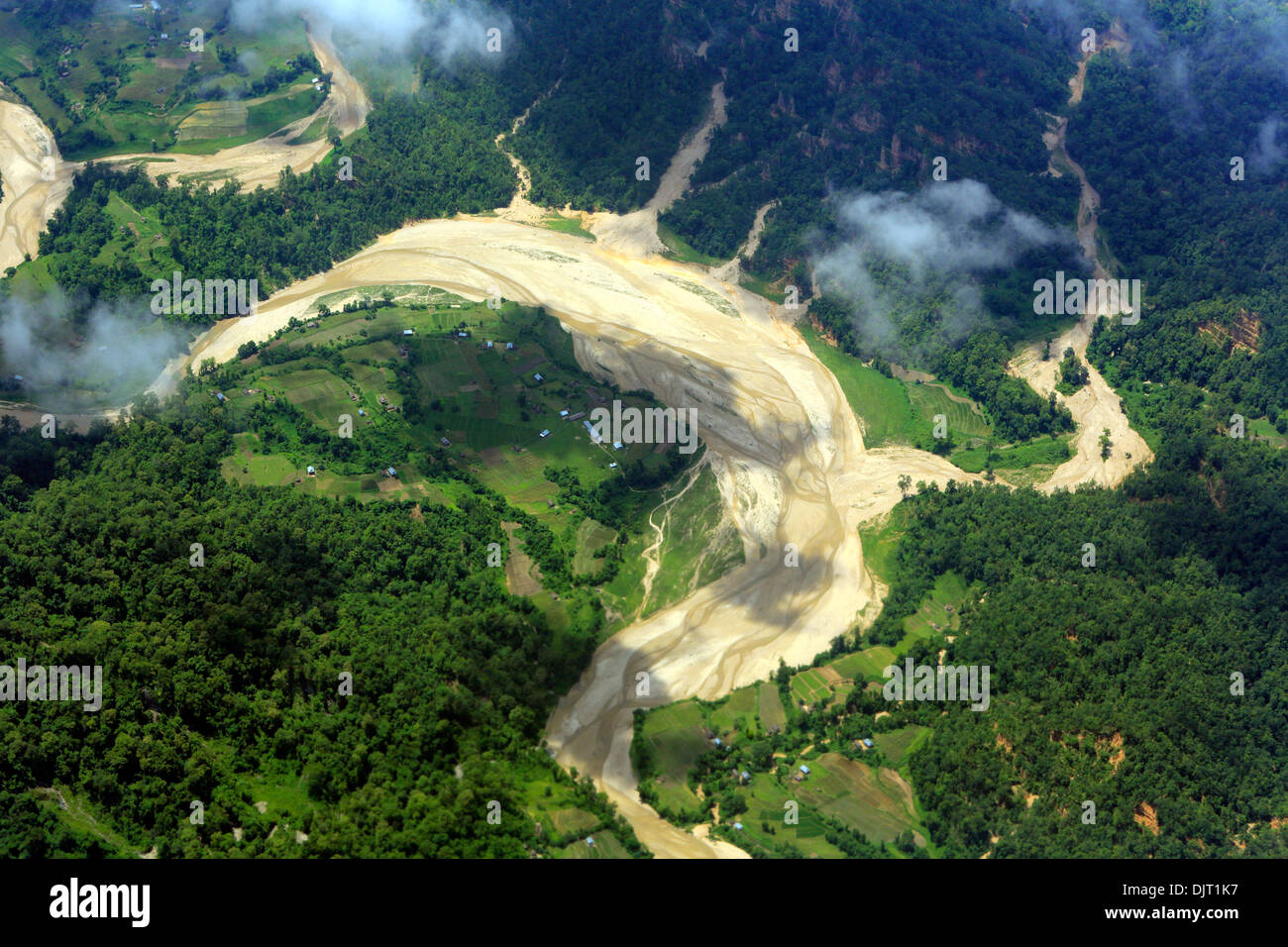 Aerial view of Kathmandu valley, Nepal Stock Photo