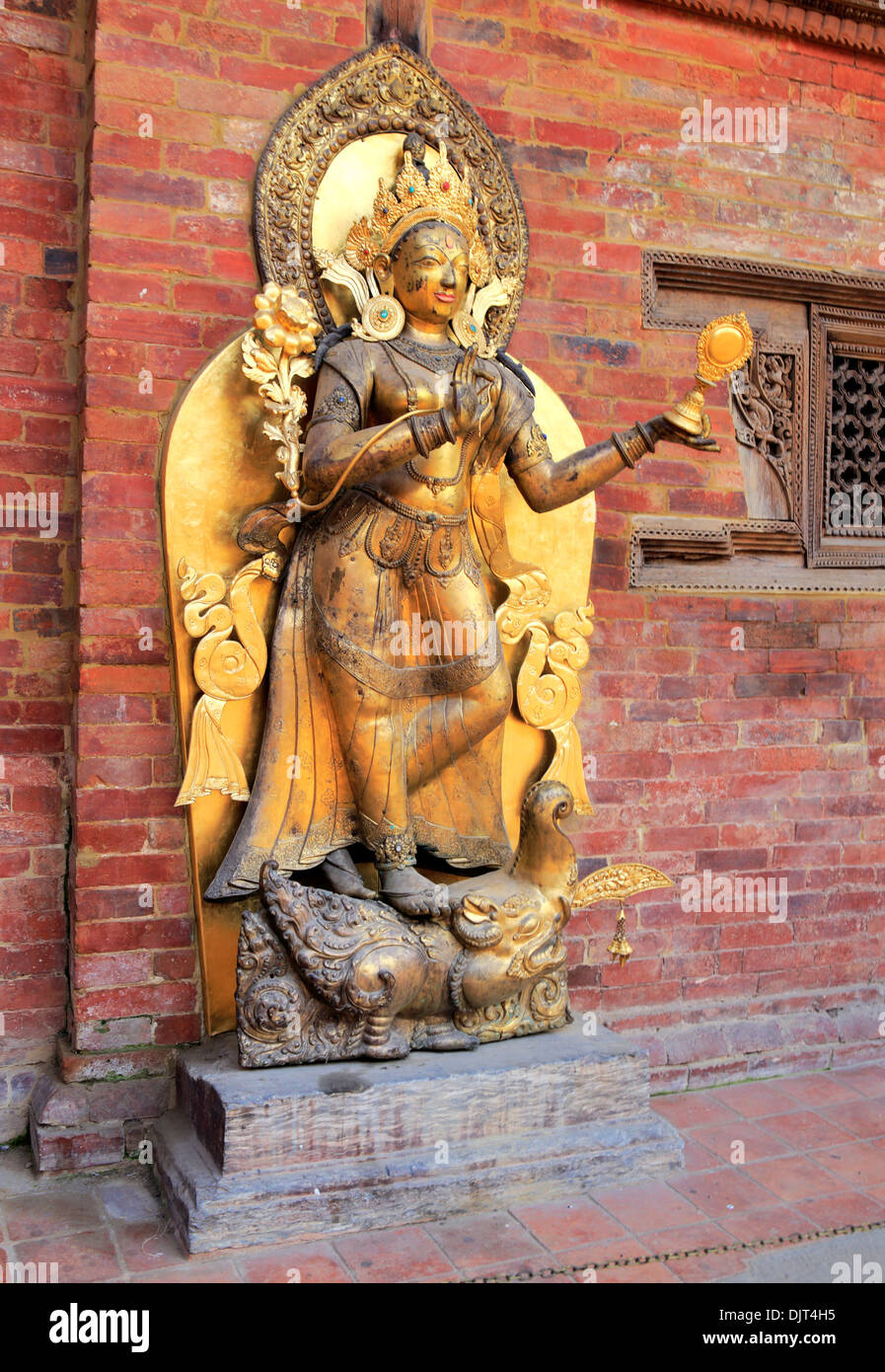 Goddess statue, Durbar Square, Patan, Lalitpur, Nepal Stock Photo