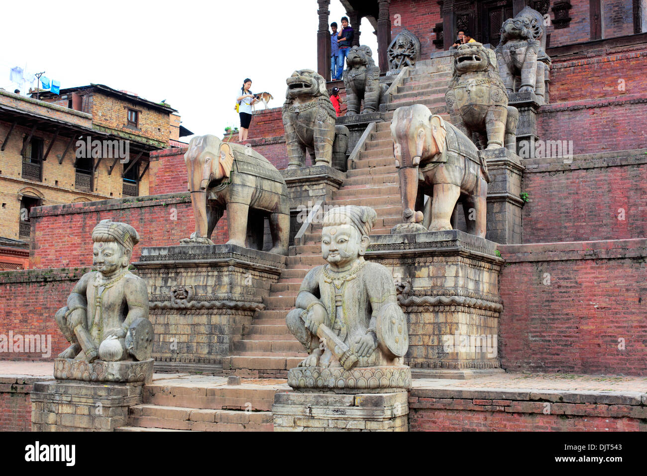 Sculpture at Nyatapola Temple (1702), Taumadhi square, Bhaktapur, Nepal Stock Photo