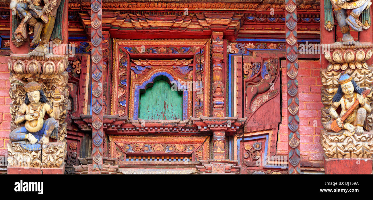 Sculpture roof strut, Changu Narayan temple, oldest Hindu temple in Nepal, near Bhaktapur, Nepal