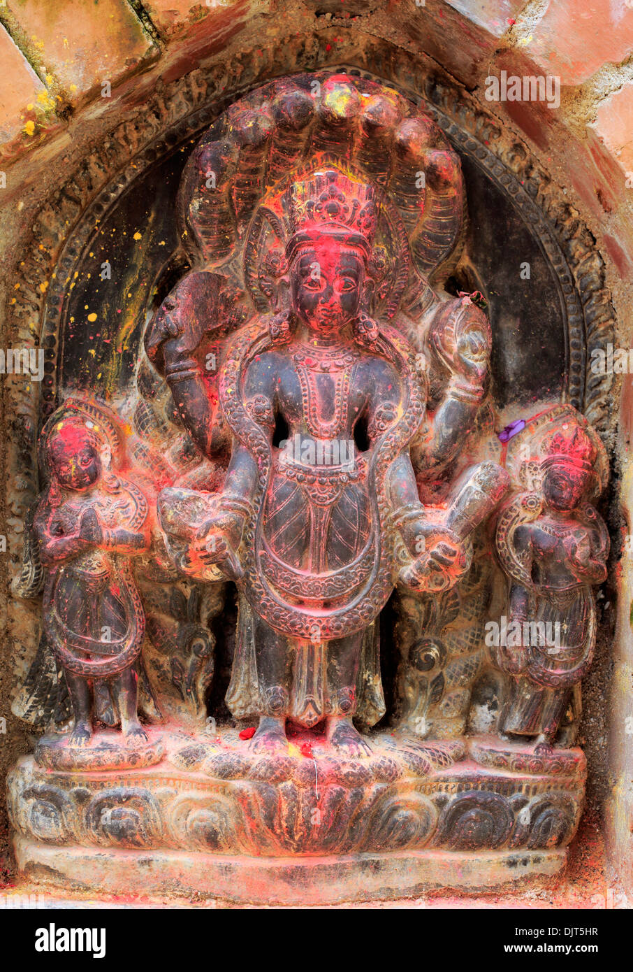 Sculpture, Changu Narayan temple, oldest Hindu temple in Nepal, near Bhaktapur, Nepal Stock