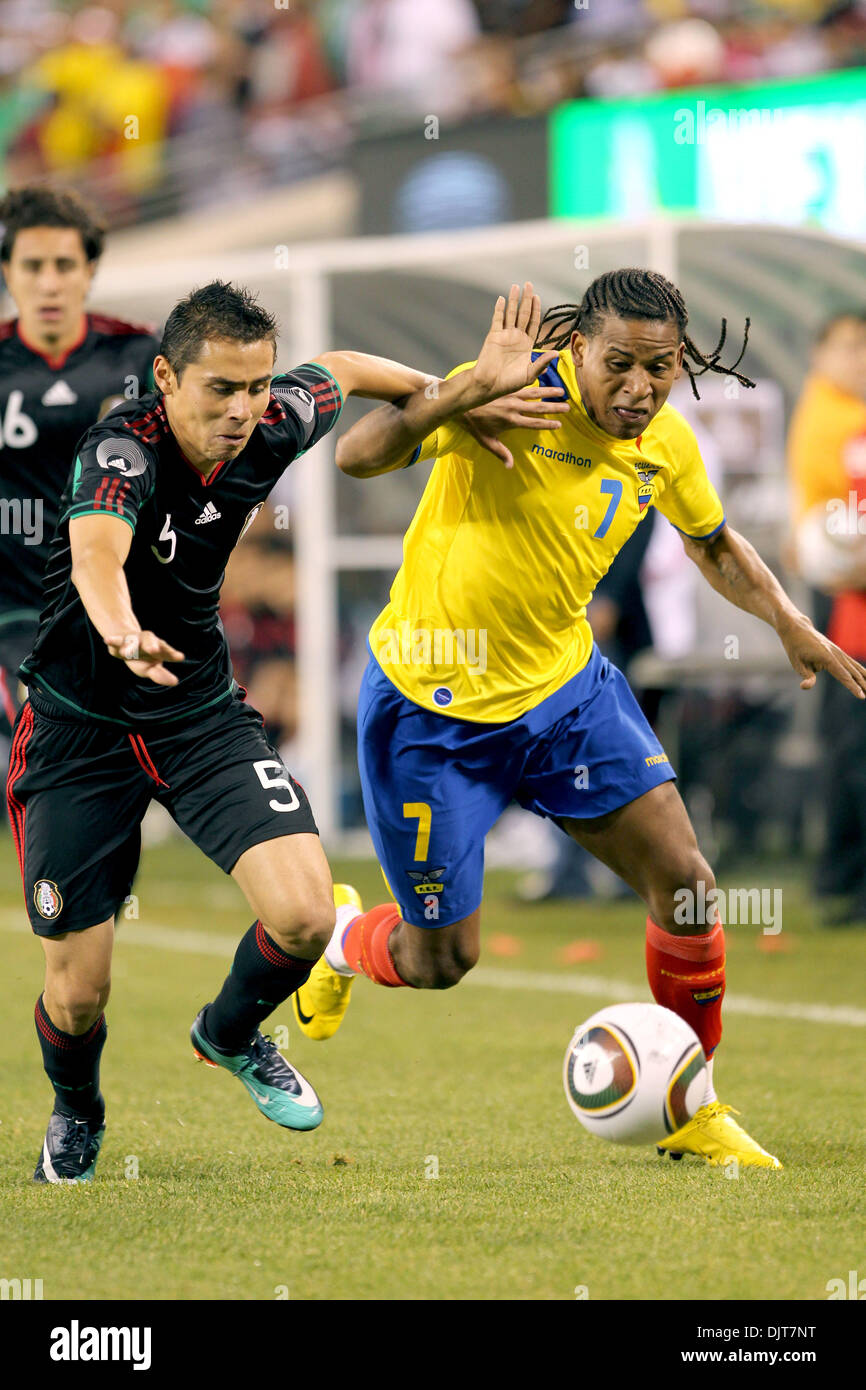 07 May  2010: Ecuador Midfielder Michael Arroyo (#7)and Mexico Defender Paul Aguilar (#5)  At the end the game is scoreless  at New Meadowlands Stadium, Rutherford, NJ. (Credit Image: © Anthony Gruppuso/Southcreek Global/ZUMApress.com) Stock Photo