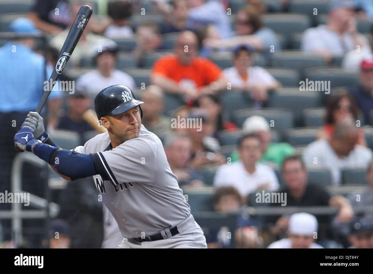 New York Yankees Infielder Derek Jeter  (#2) at bat. The Yankees defeated the Mets 2-1in the game played at Citi fied in Flushing, New York. (Credit Image: © Anthony Gruppuso/Southcreek Global/ZUMApress.com) Stock Photo