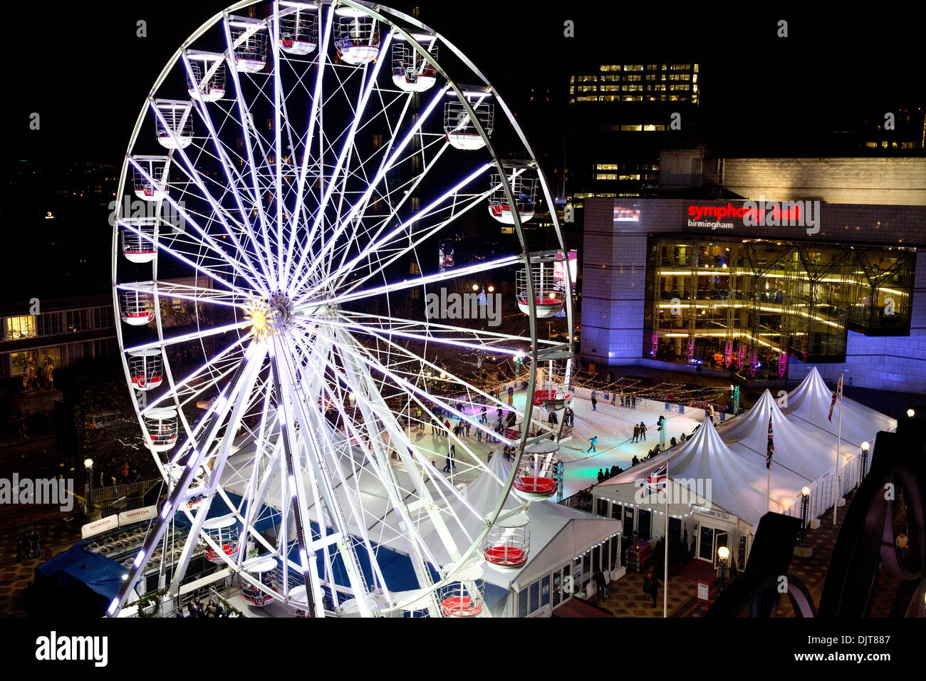 The Birmingham Frankfurt German Market. The Ferris wheel and ice rink