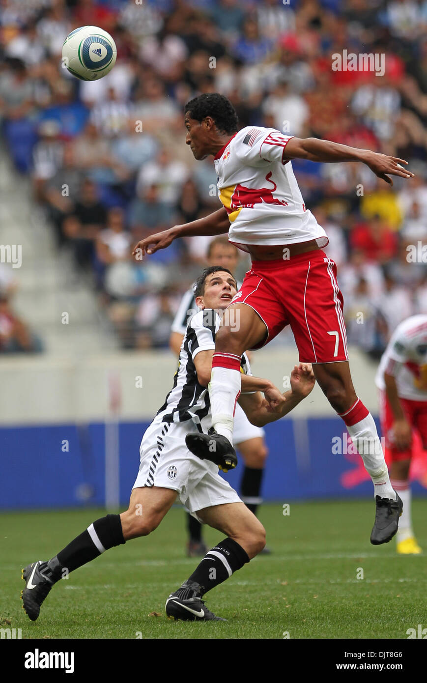 Red Bulls Defender Roy Miller (#7) with a header. The Red Bulls defeated Juventus 3-2  in the game held at Red Bull Arena, Harrison, NJ. (Credit Image: © Anthony Gruppuso/Southcreek Global/ZUMApress.com) Stock Photo