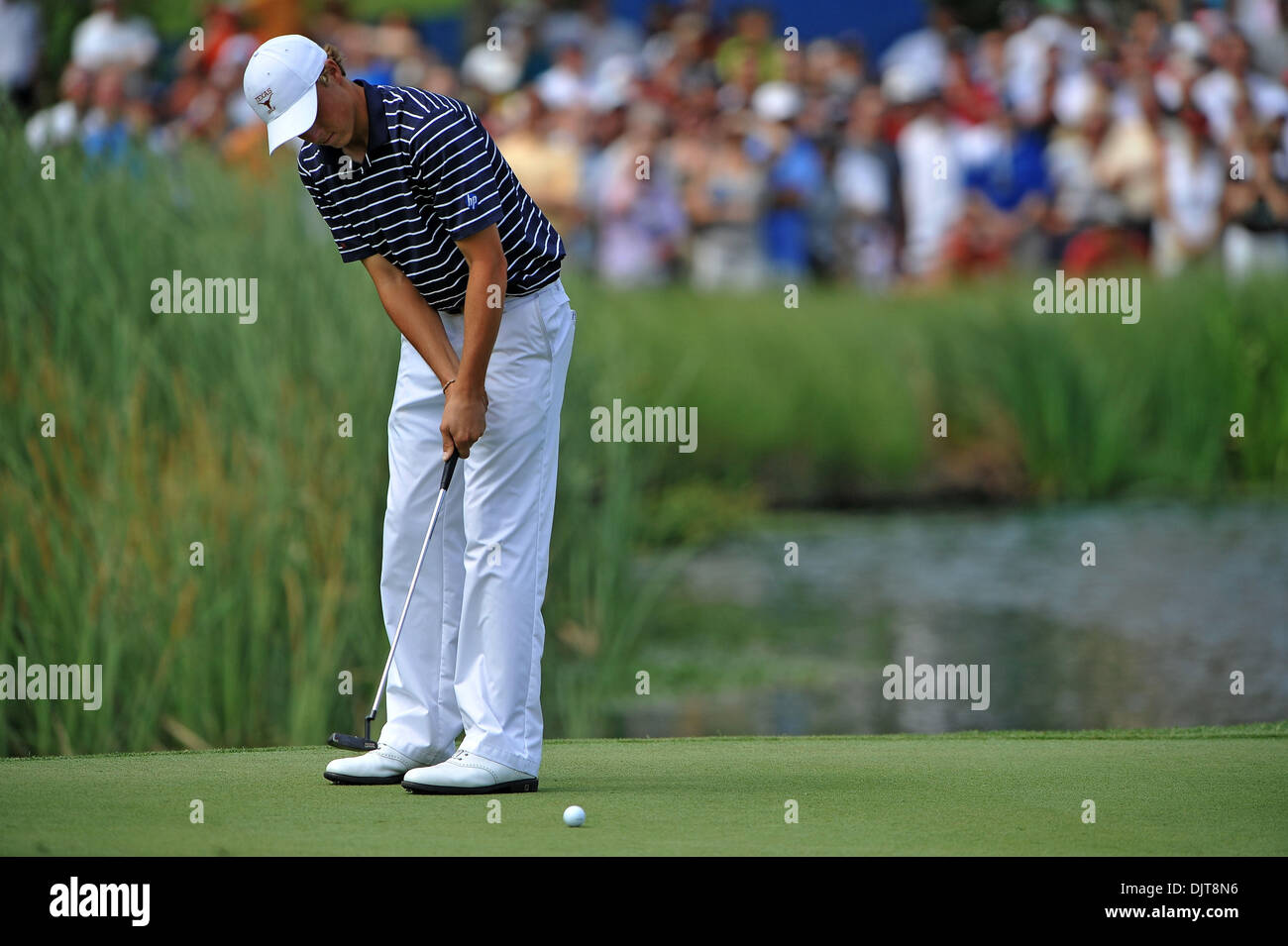 Jordan Spieth putts at the 17th hole during the HP Byron Nelson Championship at TPC Four Seasons Resort Las Colinas in Irving, Texas  (Credit Image: © Patrick Green/Southcreek Global/ZUMApress.com) Stock Photo