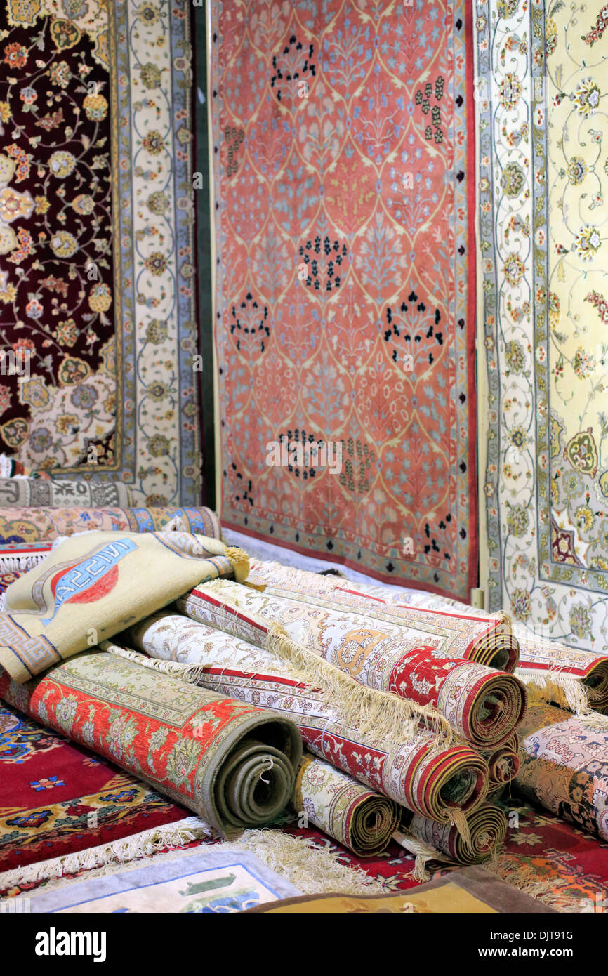 Carpet shop, Hotan, Hotan Prefecture, Xinjiang Uyghur Autonomous Region, China Stock Photo