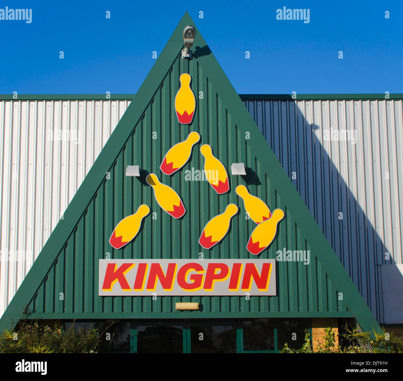 Kingpin bowling alley sign Martlesham Suffolk England Stock Photo