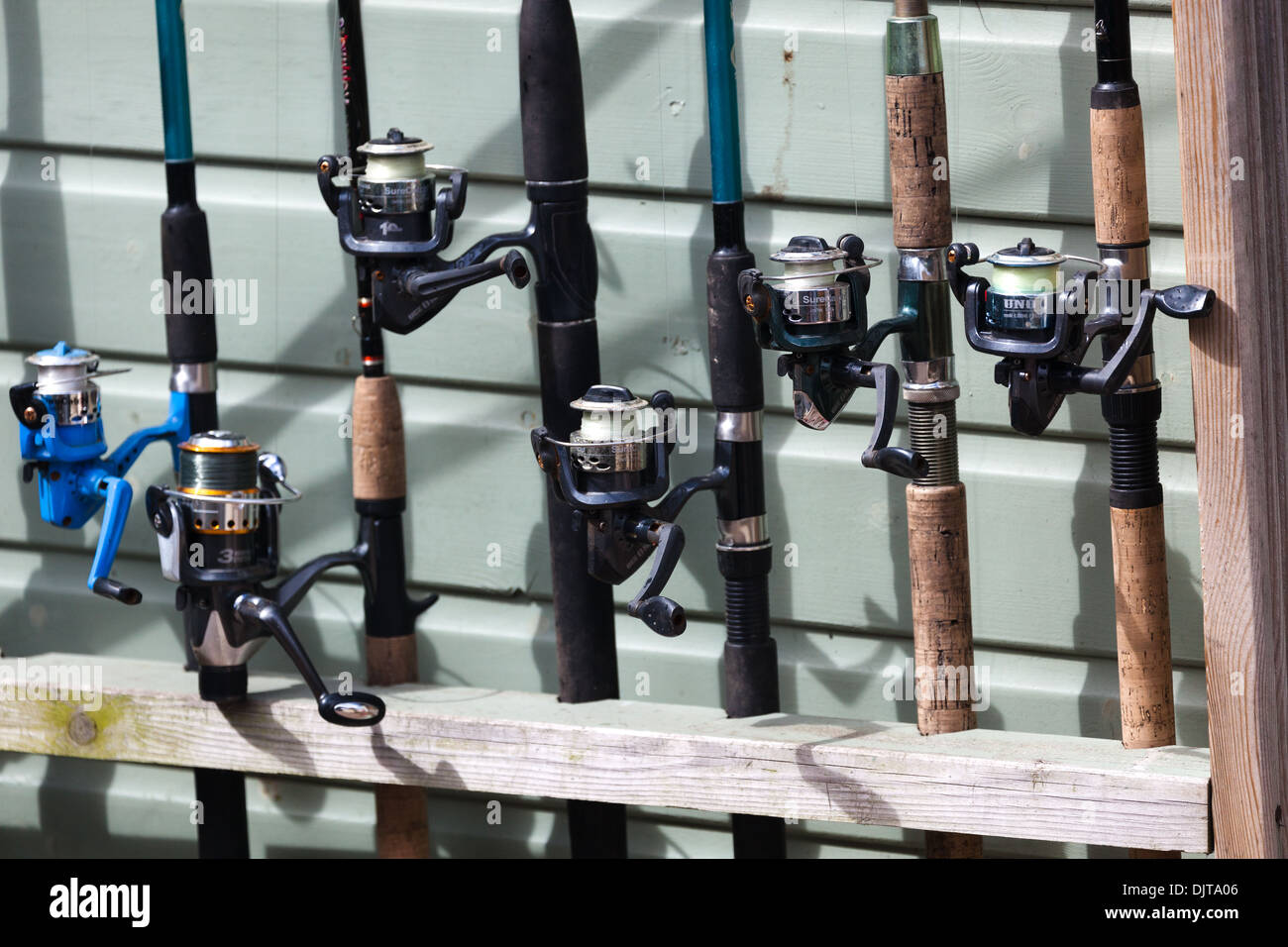 Fishing  rods and reels. Stock Photo