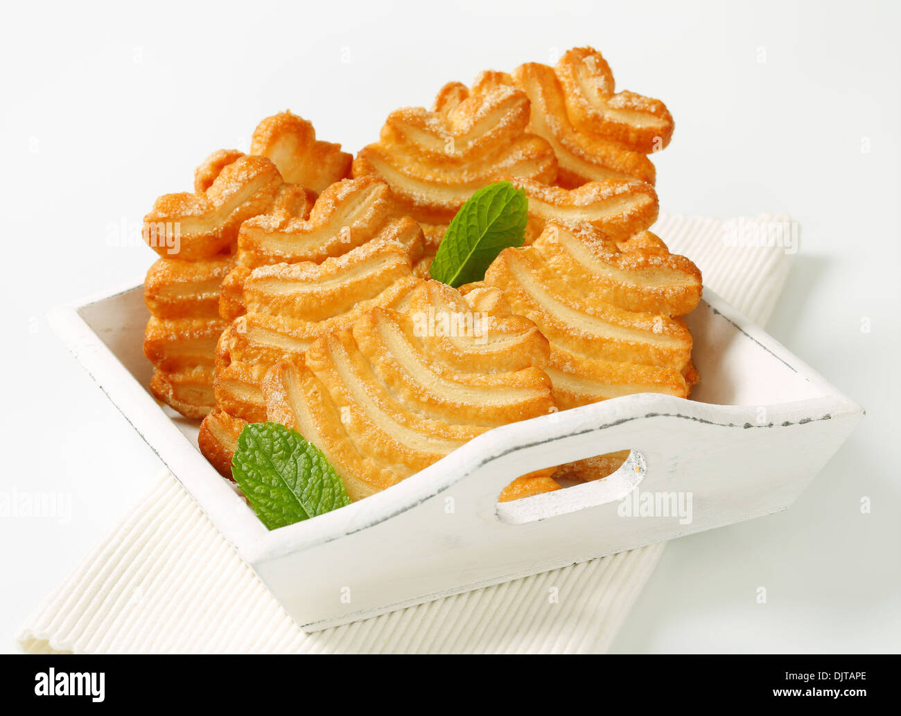 Italian puff pastry cookies coated with sugar Stock Photo