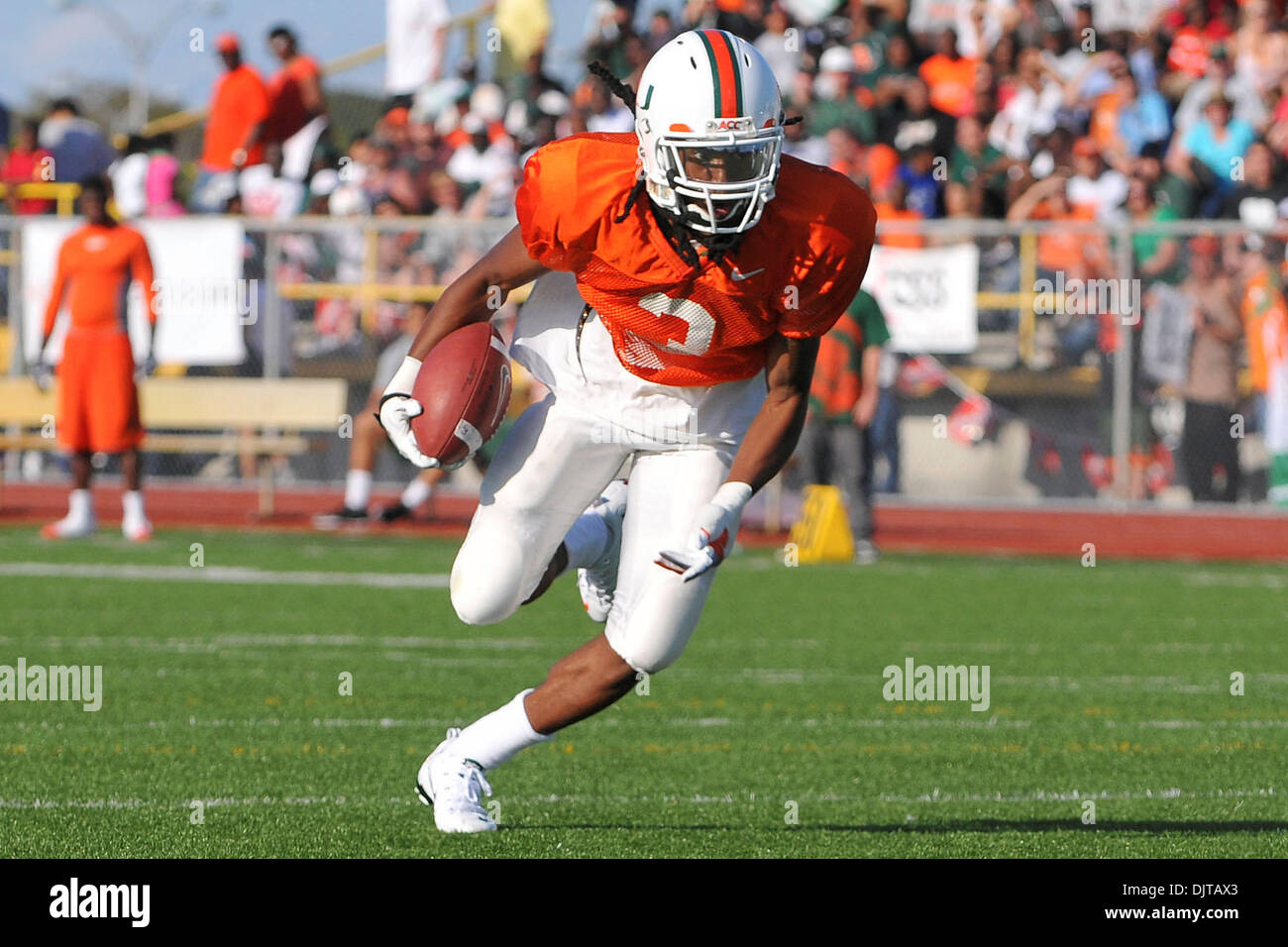 Miami Hurricanes Spring football scrimmage at Traz Powell Stadium in Miami, Florida. Wide