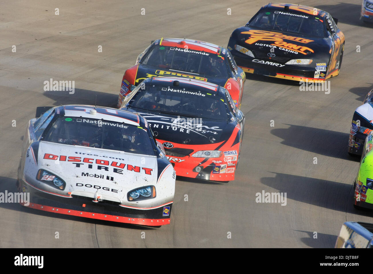 Nationwide drivers Brad Keselowski #22 and Kyle Busch #18 during the ...