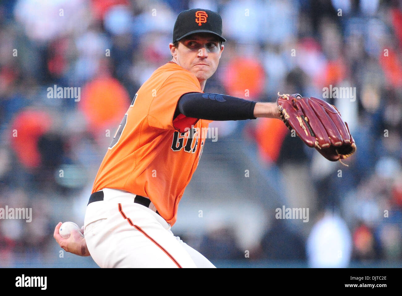San Francisco, CA: San Francisco Giants' pitcher Barry Zito (75) pitches the ball. The Giants won the game 5-2. (Credit Image: © Charles Herskowitz/Southcreek Global/ZUMApress.com) Stock Photo