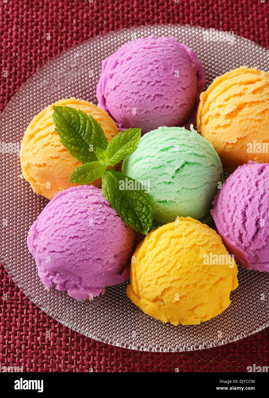 Scoops of ice cream assorted flavors Stock Photo Alamy