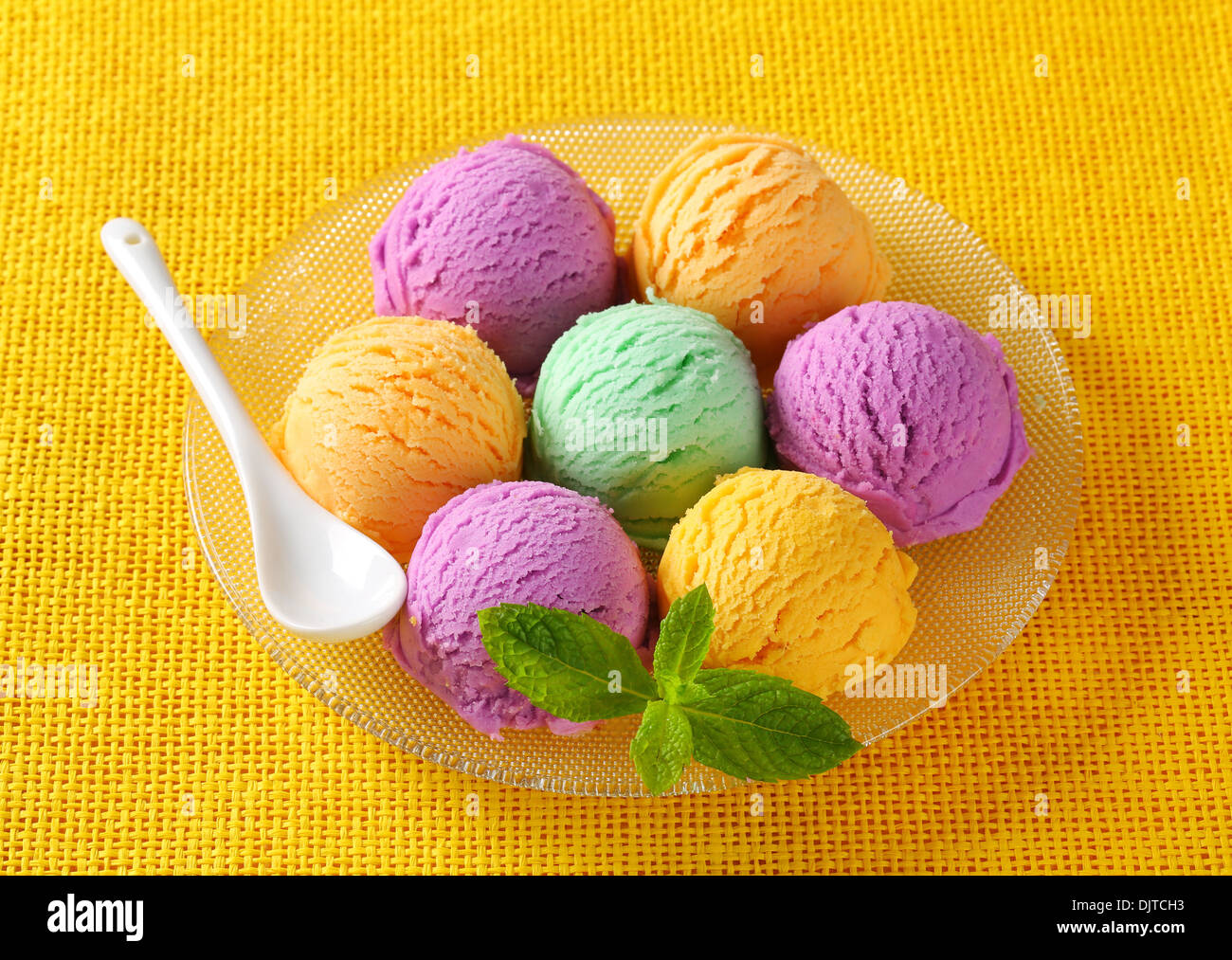 Scoops of ice cream assorted flavors Stock Photo Alamy