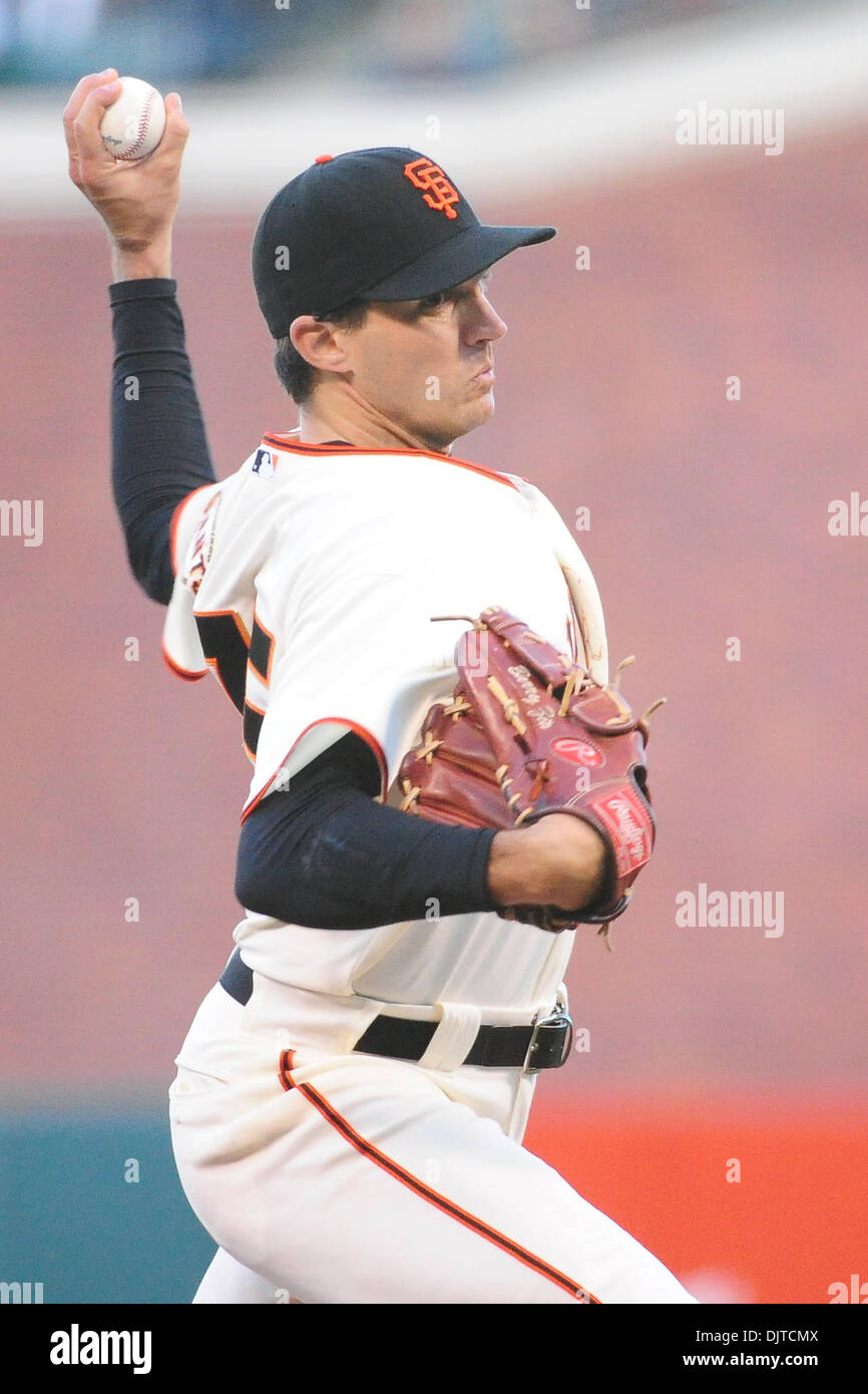 San Francisco, CA: San Francisco Giants' Barry Zito (75) pitches the ball. The Padres won the game 3-2. (Credit Image: © Charles Herskowitz/Southcreek Global/ZUMApress.com) Stock Photo