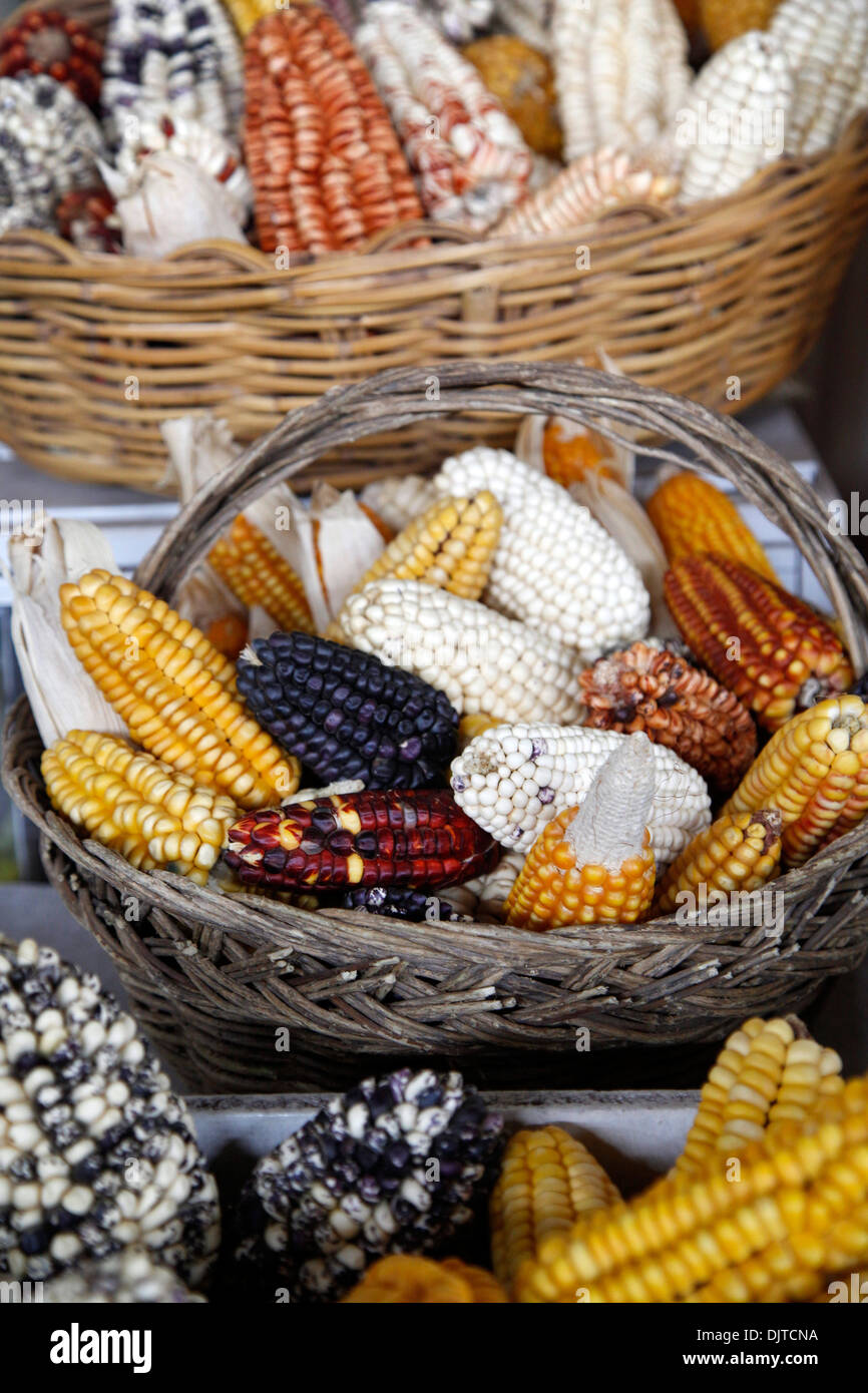 Andean corn at the San Pedro market, Cuzco, Peru. Stock Photo