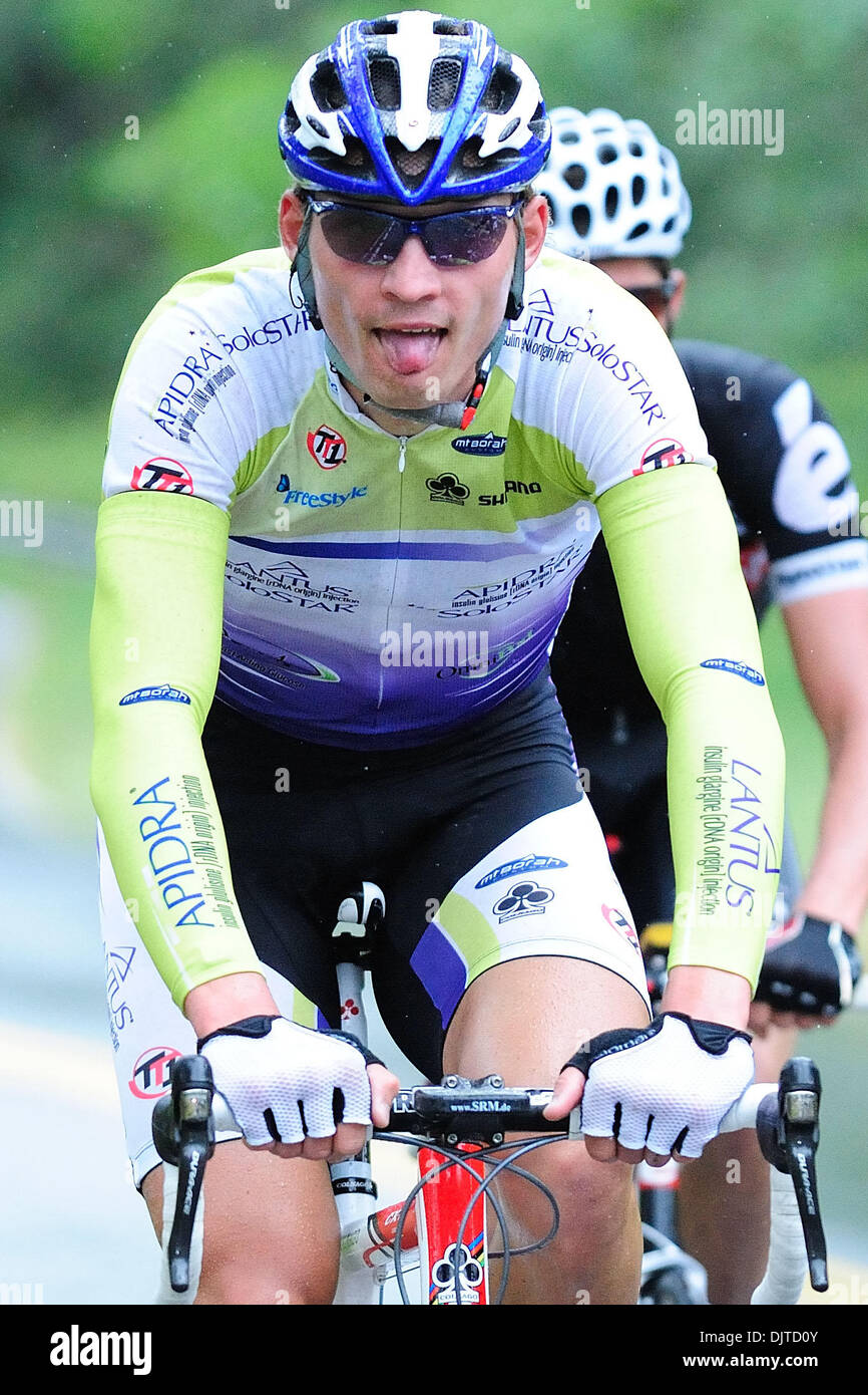 Angwin, CA: Rider from Team Type 1 suffers up Howell Mountain at Stage 2 of the Tour of California. (Credit Image: © Charles Herskowitz/Southcreek Global/ZUMApress.com) Stock Photo