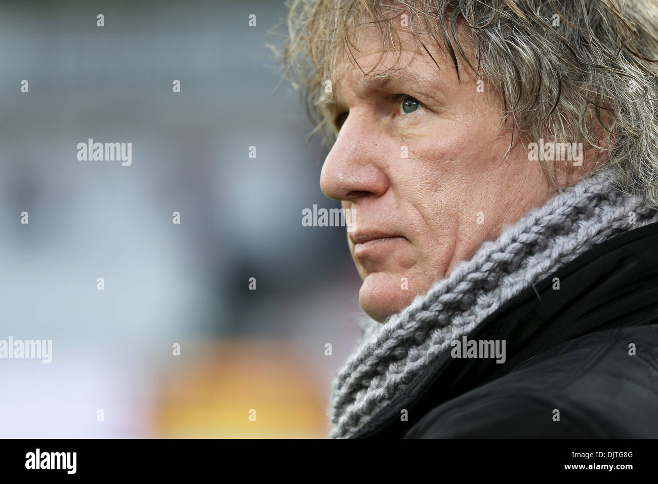Leverkusen, Germany. 30th Nov, 2013. Nuremberg's coach Gertjan Verbeek before the Bundesliga soccer match between Bayer o4 Leverkusen and 1. FC Nuremberg in the BayArena in Leverkusen, Germany, 30 November 2013. Photo: Rolf Vennenbernd/dpa (ATTENTION: Due to the accreditation guidelines, the DFL only permits the publication and utilisation of up to 15 pictures per match on the internet and in online media during the match.)/dpa/Alamy Live News Stock Photo