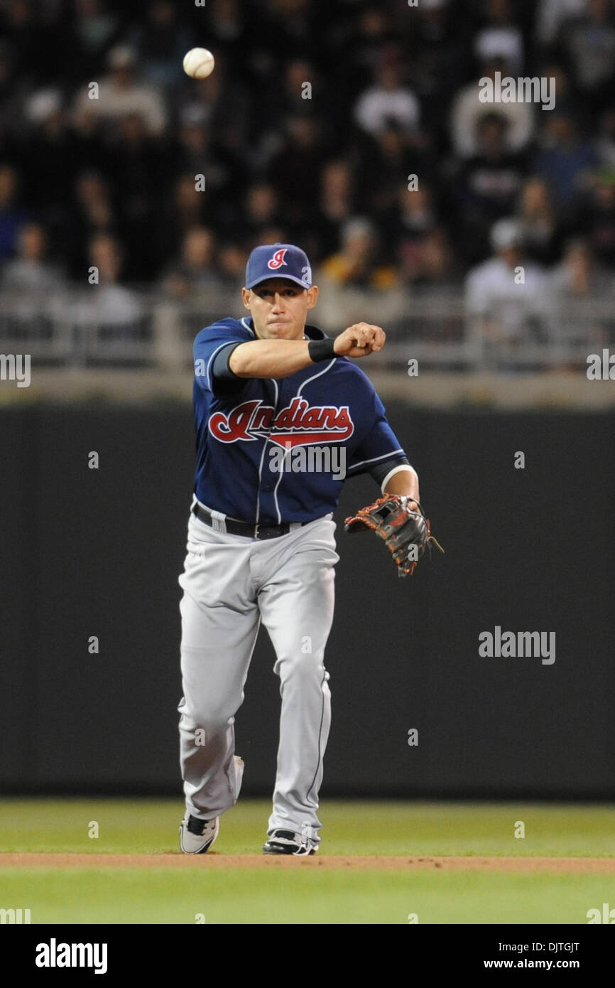 Cleveland Indians third baseman Jhonny Peralta #2 throws to first for ...