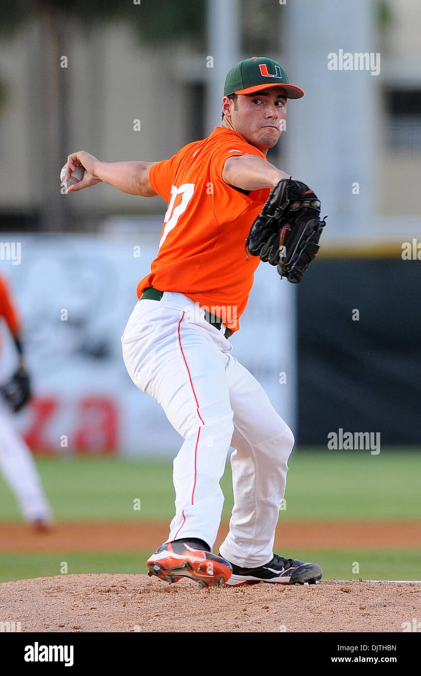 Miami Hurricanes pitcher Chris Hernandez (27). The number 2 ranked  University of Virginia Cavaliers defeated the 13th ranked University of  Miami Hurricanes 3-1 at Alex Rodriguez Park in Coral Gables, Florida.  (Credit