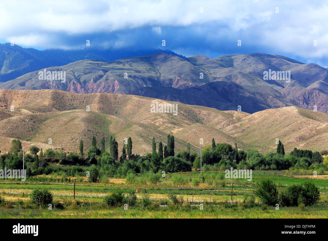 Mountains at Issyk Kul lake shore, Issyk Kul oblast, Kyrgyzstan Stock Photo