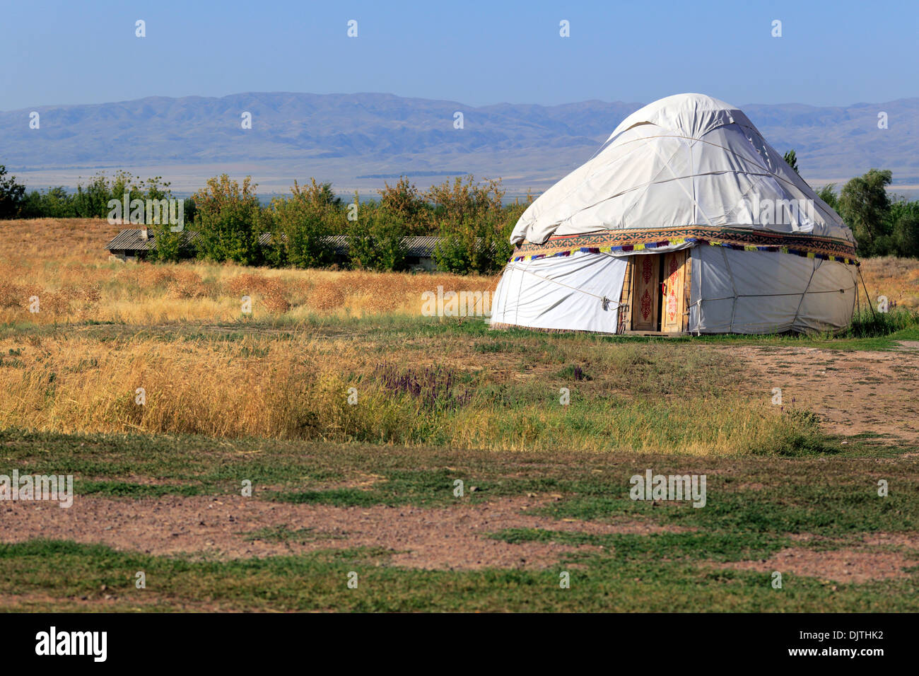Nomads tent (yurt), near Burana tower, Chuy oblast, Kyrgyzstan Stock Photo