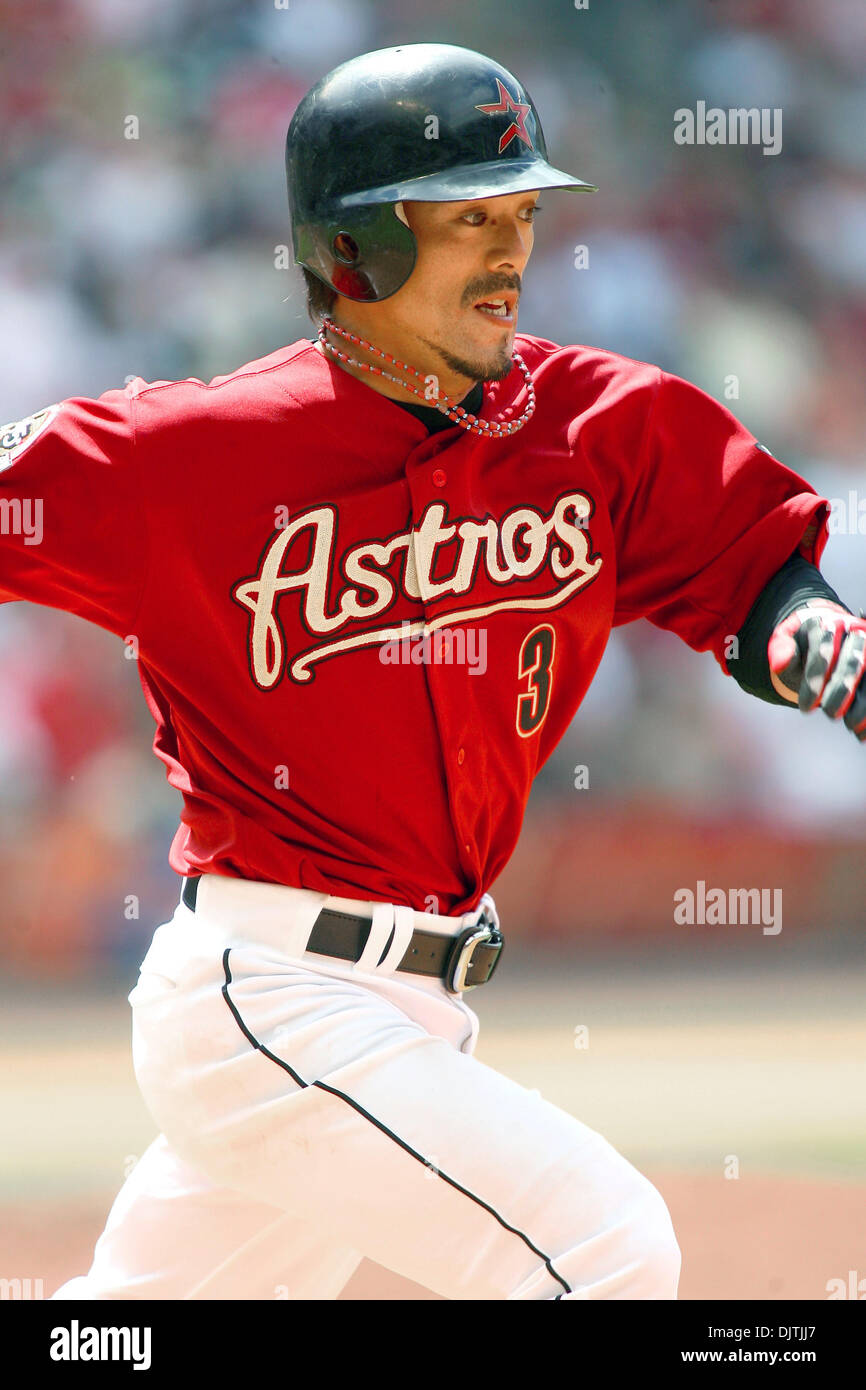 Houston Astros Infielder Kazuo Matsui (3) runs to first on an attempted drag bunt. The Phillies beat the Astros 2 - 1 to hand the Astros their 6th loss in 4 games at Minute Maid Park in Houston Texas. (Credit Image: © Luis Leyva/Southcreek Global/ZUMApress.com) Stock Photo