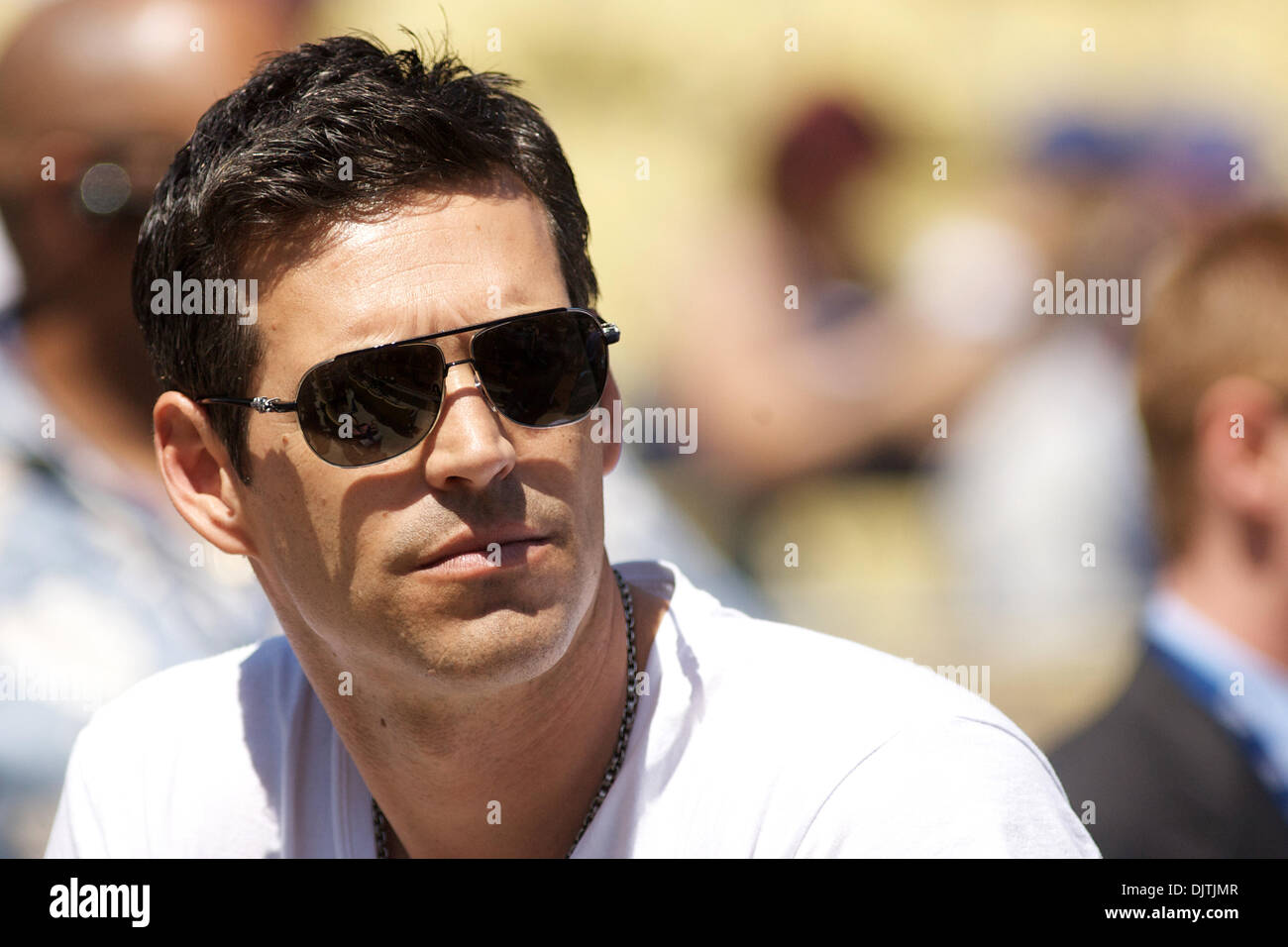 CSI Miami star Eddie Cibrian shares a moment with some fans prior to the start of the Los Angeles Dodgers home opener.  Cibrian was there with his girlfriend LeAnne Rimes. (Credit Image: © Tony Leon/Southcreek Global/ZUMApress.com) Stock Photo