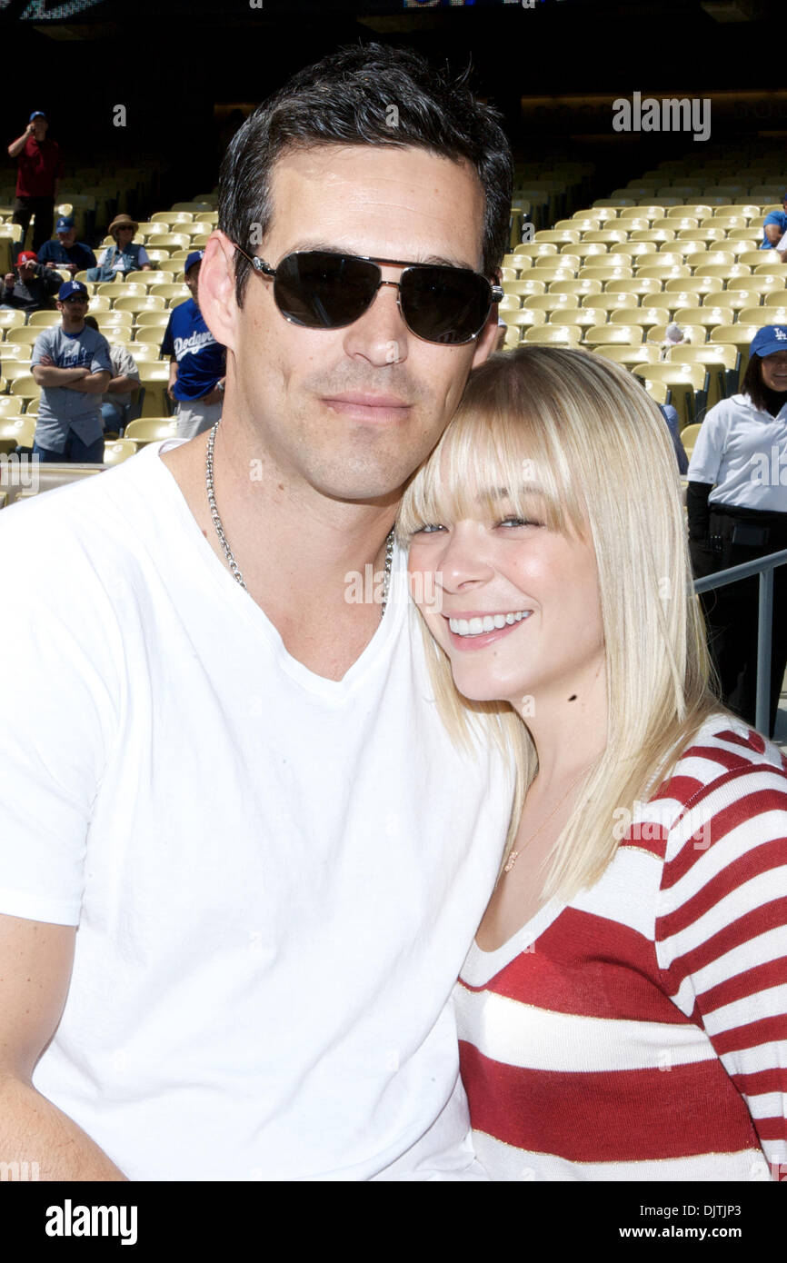 Co-stars of the 2009 film Northern Lights, LeAnne Rimes and Eddie Cibrian a pose prior to the day ceremonies at Dodger Stadium. (Credit Image: © Tony Leon/Southcreek Global/ZUMApress.com Stock Photo -