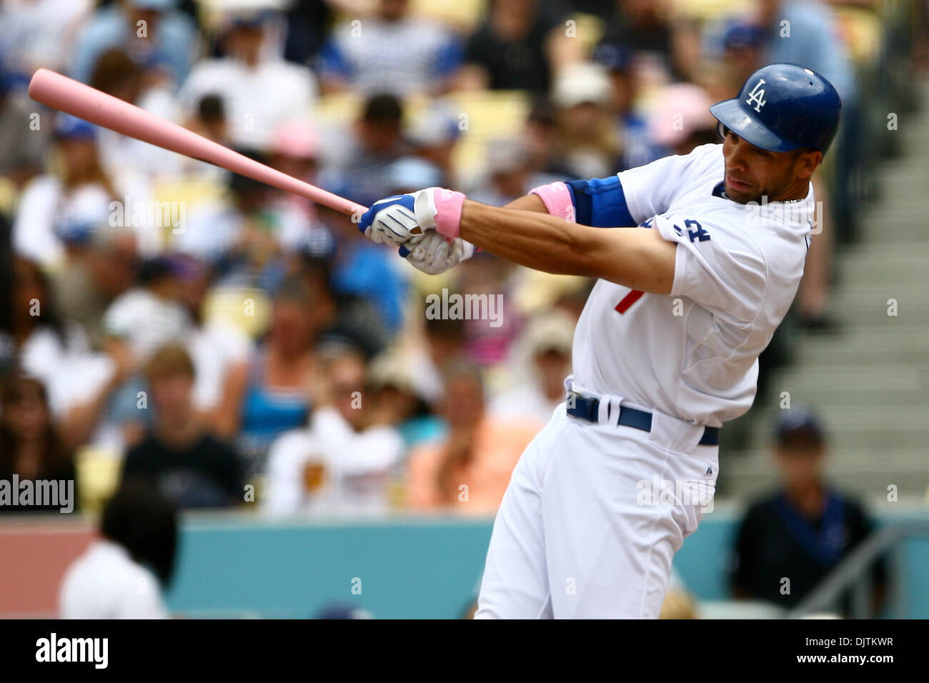 9 May 2010 Los Angeles Dodger first baseman James Loney takes a big