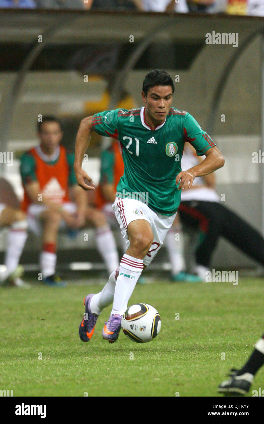 Pablo Barrera (#21) Forward for Mexico dribbles towards the Angola goal. Mexico defeated Angola 1-0 at Reliant Stadium, Houston, Texas. (Credit Image: © Luis Leyva/Southcreek Global/ZUMApress.com) Stock Photo