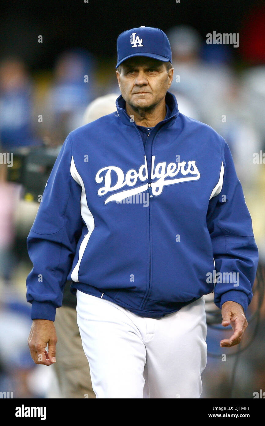 22 May 2010: Los Angeles Dodger manager Joe Torre walks off the field after  his team defeated the Detroit Tigers 6-4 at Dodger Stadium. Torre has led  the Dodgers to first place
