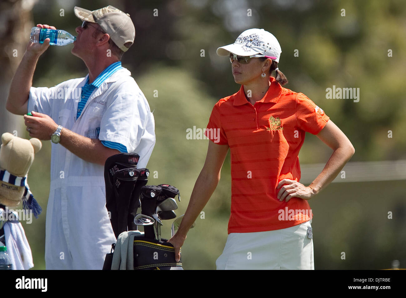Stacy Prammanasudh of Enid, OK prepares to tee off to the 5th hole of