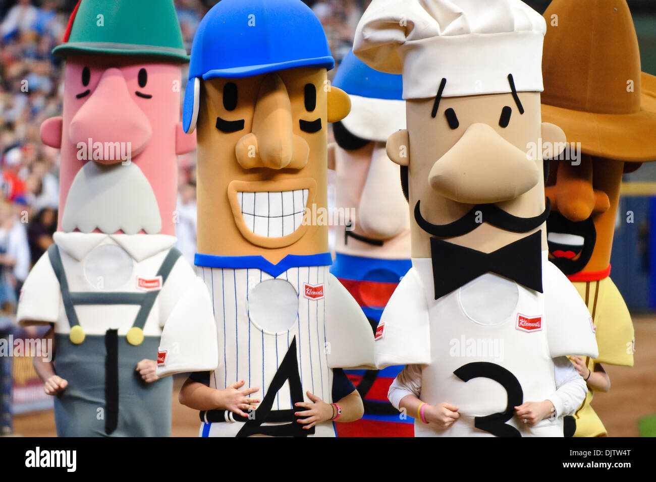 The racing sausages compete during the 7th inning stretch of the