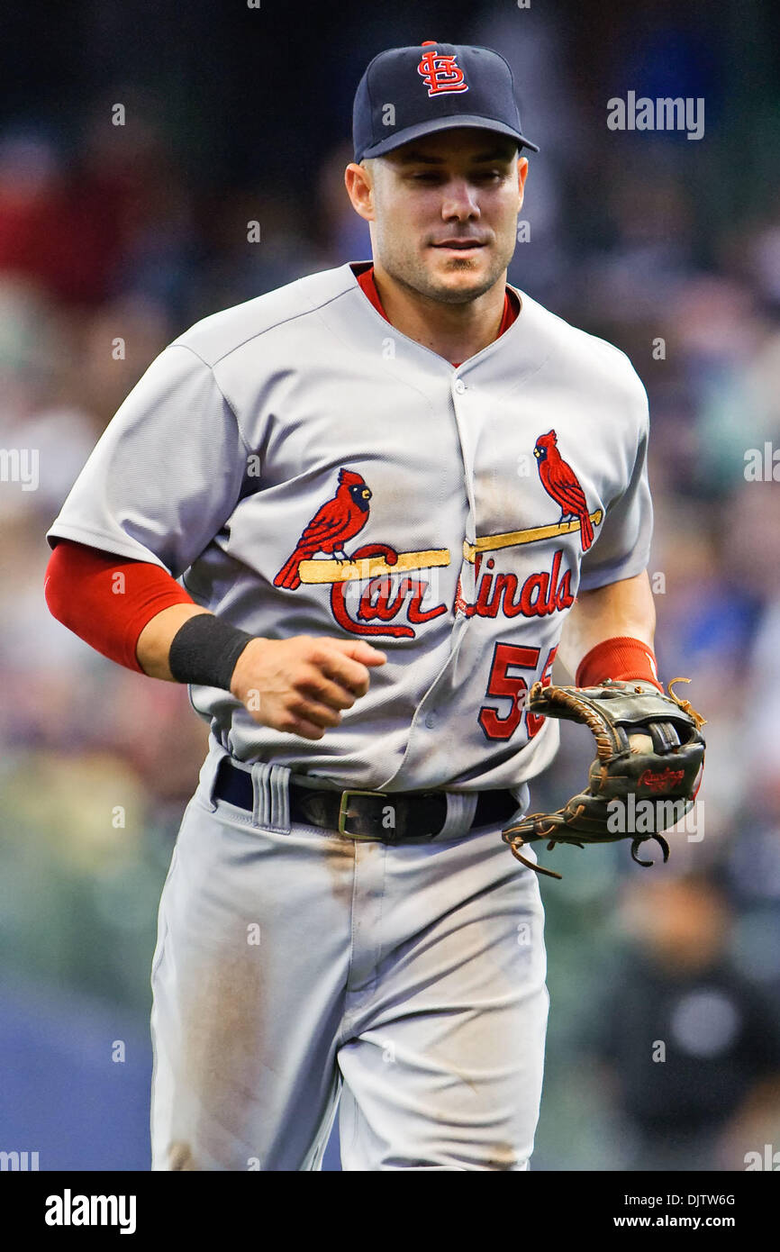 St. Louis Cardinals second baseman Skip Schumaker (55) during the game  between the St. Louis Cardinals and Milwaukee Brewers at Miller Park in  Milwaukee. The Cardinals defeated the Brewers 7-1. (Credit Image: ©