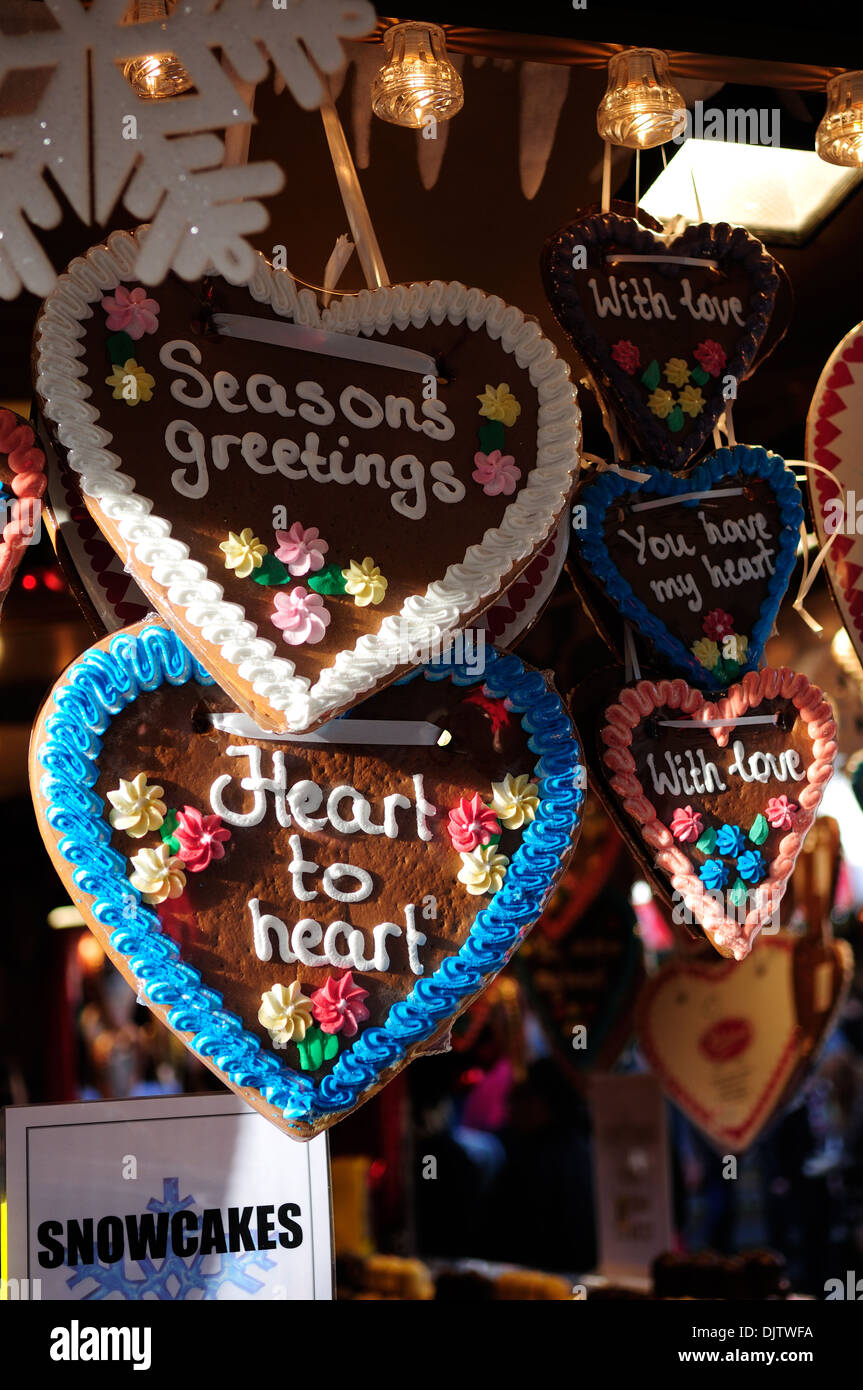 Nottingham Christmas Market,Candy Stall.Heart Shaped Chocolate Stock Photo Alamy
