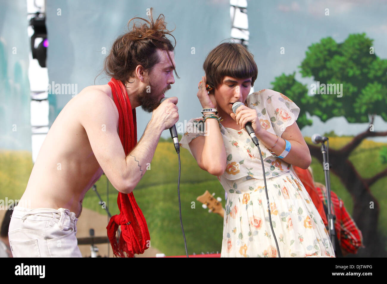 Edward Sharpe and the Magnetic Zeros perform at the Coachella Music & Arts  Festival held at the Empire Polo Field in Indio, California. (Credit Image:  © Gerry Maceda/Southcreek Global/ZUMApress.com Stock Photo -