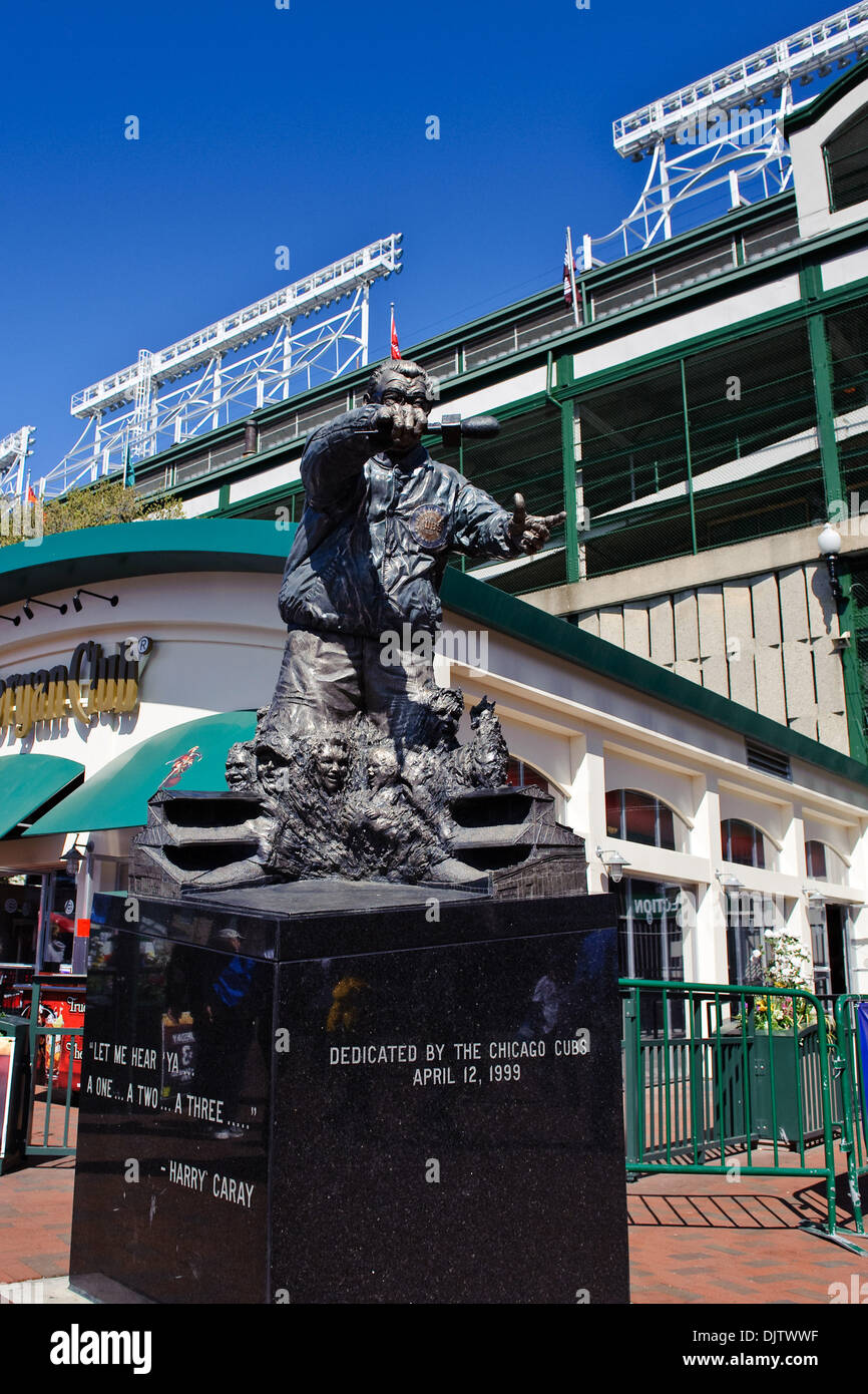 Statue of Harry Caray outside Wrigley Field prior to the game between the Houston Astros and