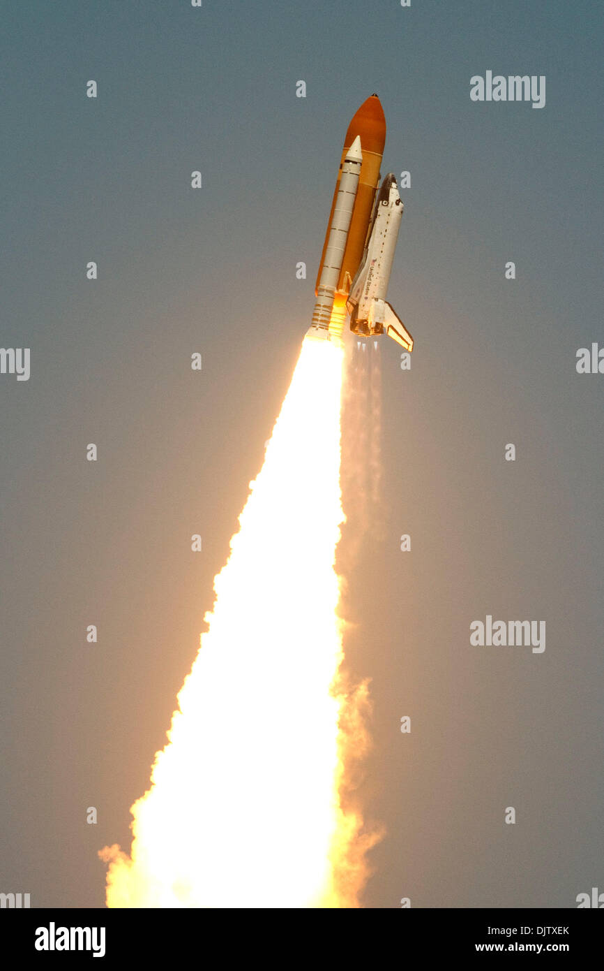 Space shuttle Atlantis thundered off its launch pad at Kennedy Space ...