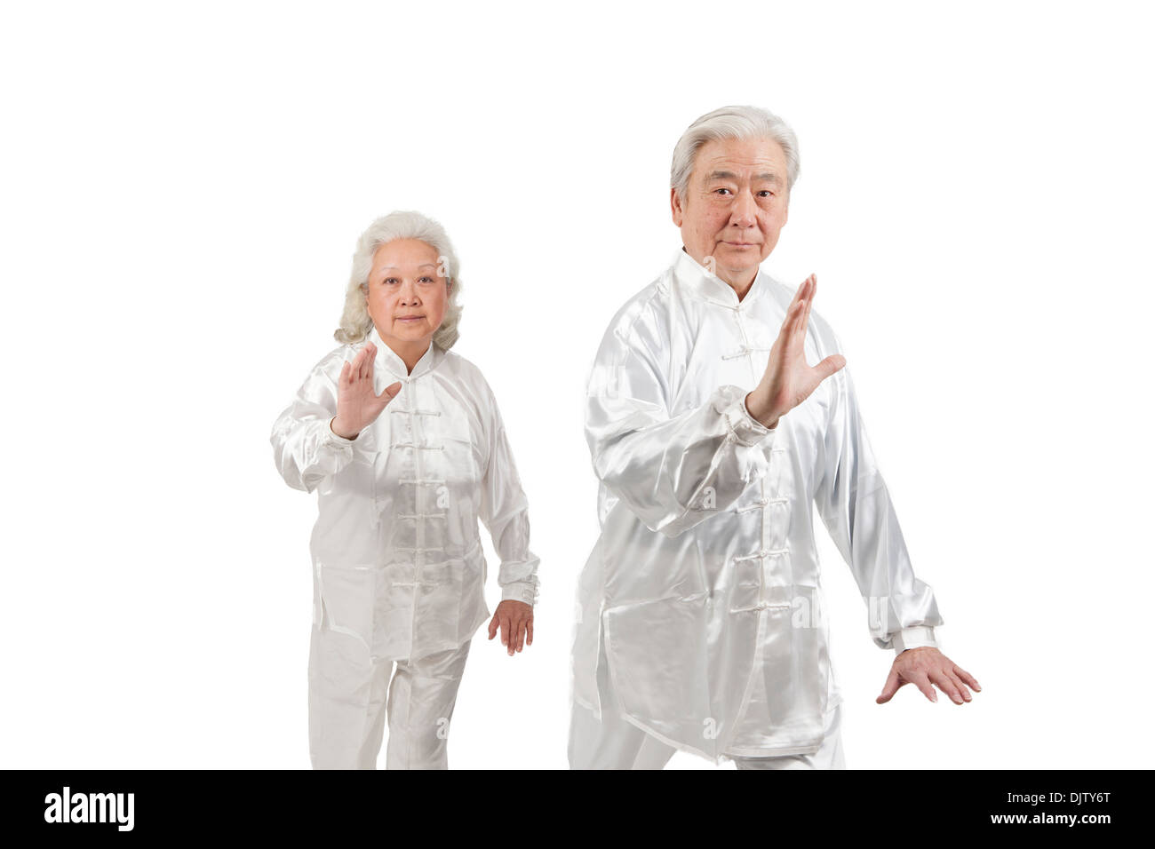 Two senior people doing Tai Chi Stock Photo