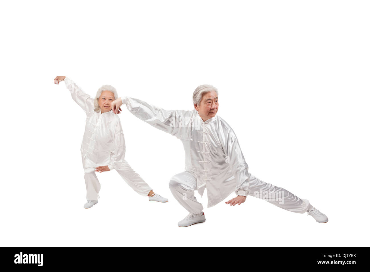 Two senior people doing Tai Chi Stock Photo
