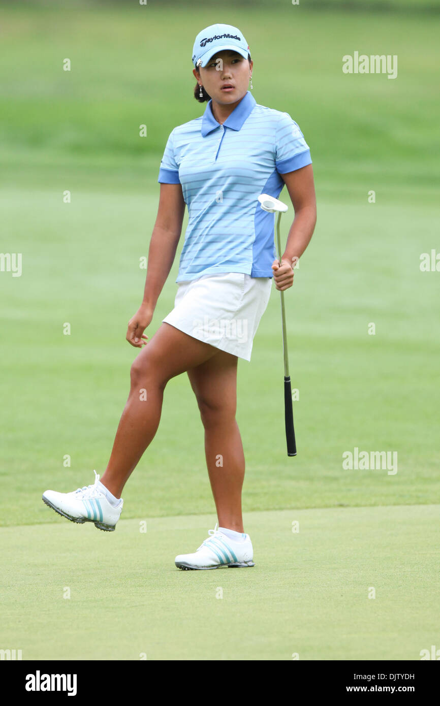 Seon Hwa Lee of South Korea reacts after missing her putt on the 7th green during the third round of the LPGA Championship at Locust Hill Country Club in Pittsford, NY, USA; (Credit Image: © Nicholas Serrata/Southcreek Global/ZUMApress.com) Stock Photo